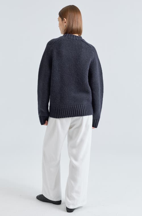 Almina Concept Knit Wool Crewneck Sweater In Blue