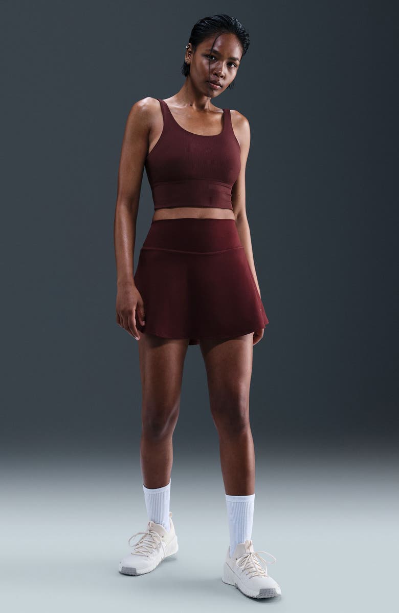 Nike Zenvy Rib Dri-FIT Longline Sports Bra, Alternate, color, Burgundy Crush/ White