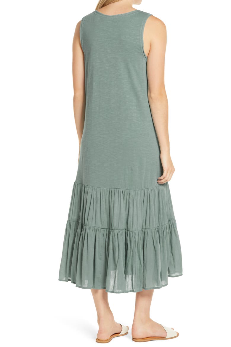 Mixed Media Drop Waist Maxi Dress, Alternate, color, GREEN TRELLIS