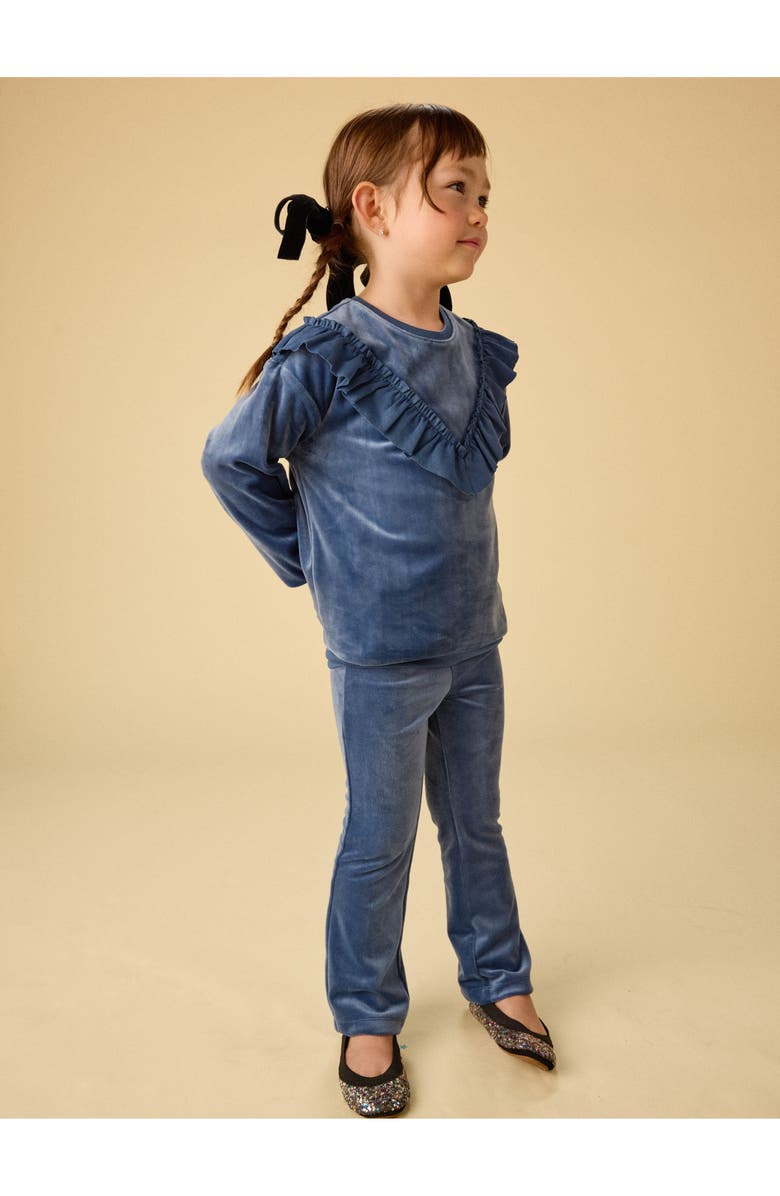 Tea Collection Very Velour Flare Pants, Alternate, color, Naval Blue