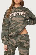 EDIKTED Camo Girl Graphic Hoodie