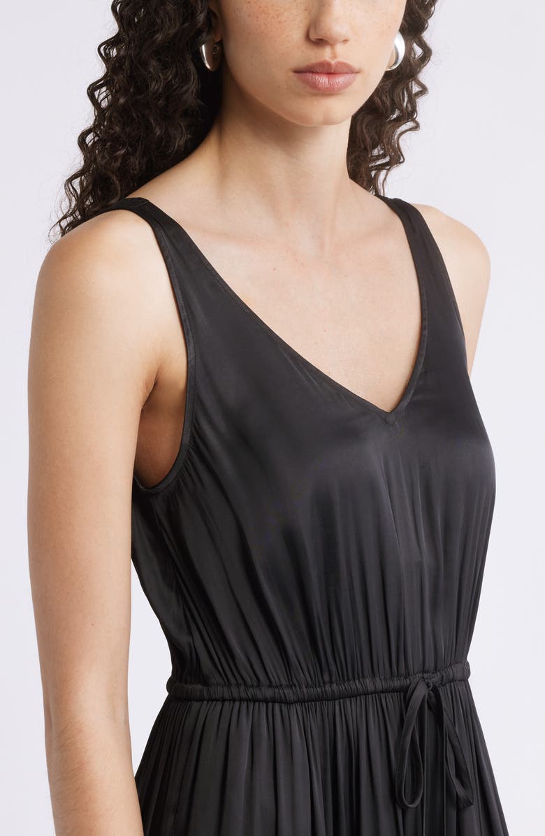 Nordstrom Sleeveless Satin V-Neck Maxi Dress, Alternate, color, Black