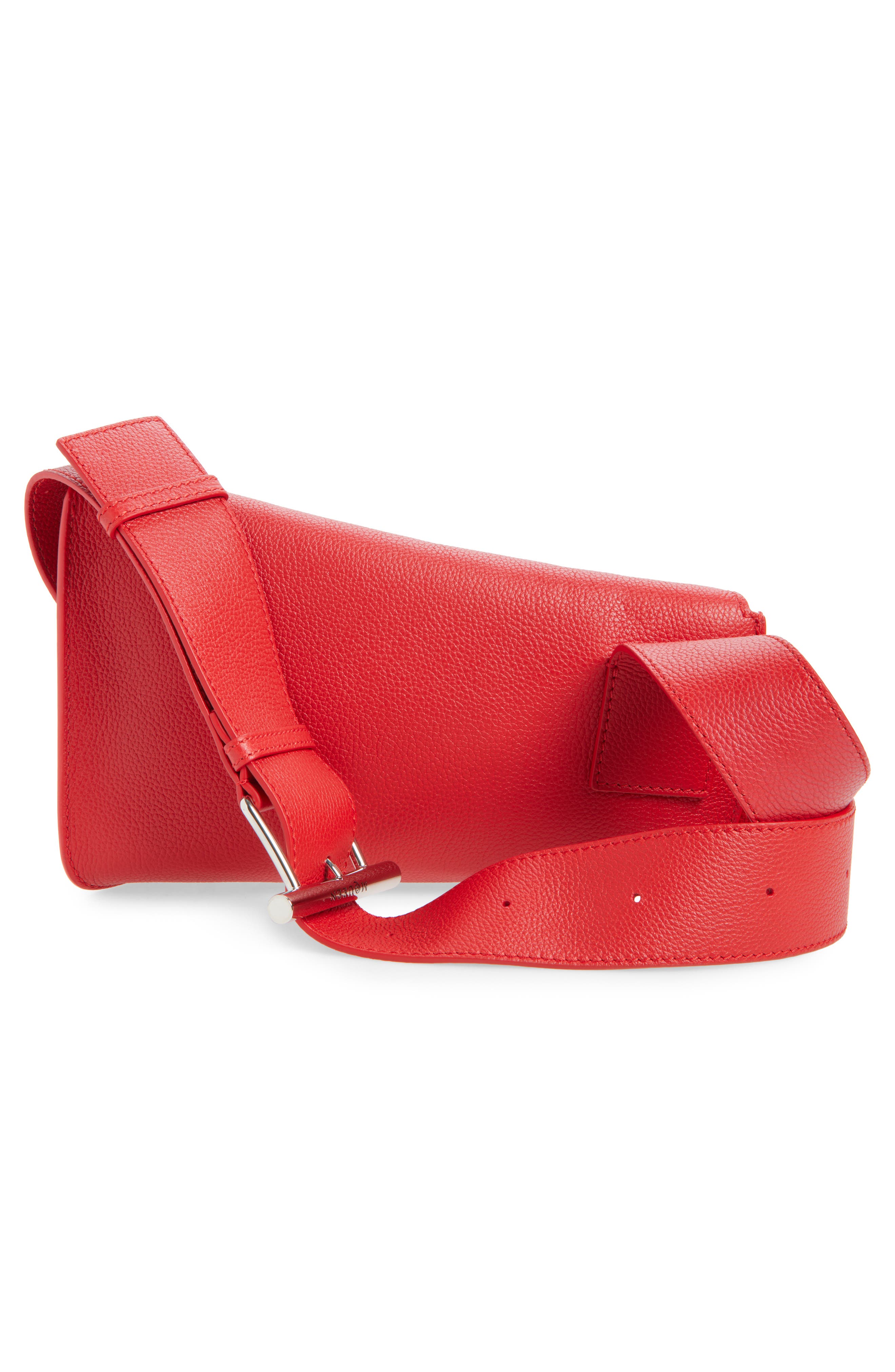 T-Bar Sling Asymmetric Leather Crossbody Bag, Alternate, color, RED/ SILVER