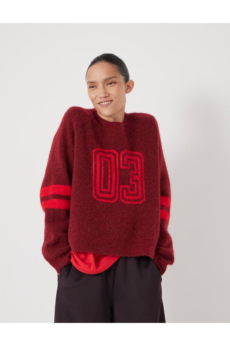 Varsity Jacquard Wool Blend Sweater, Main, color, Winde Red