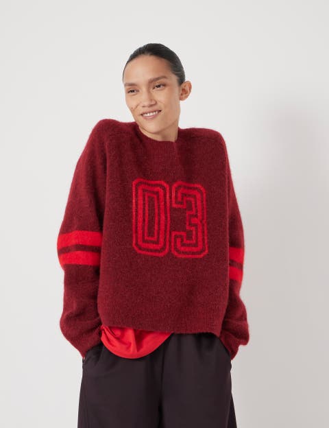 Varsity Jacquard Wool Blend Sweater
