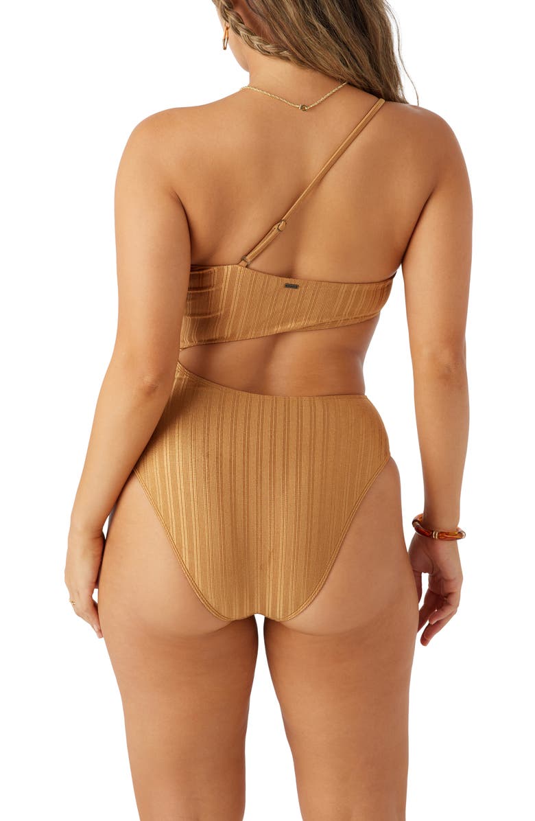 O'Neill Mizi Agadir Metallic Rib One-Shoulder One-Piece Swimsuit, Alternate, color, 