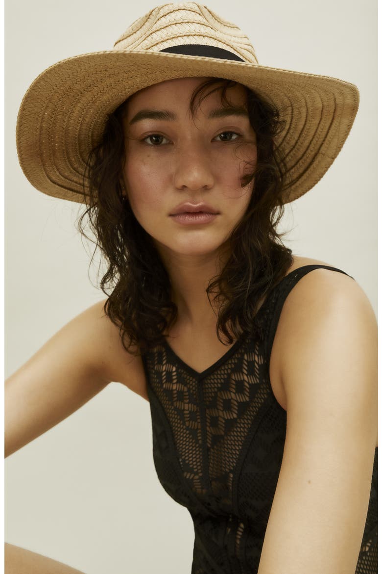 Braided Straw Hat, Alternate, color, ALMOST BLACK