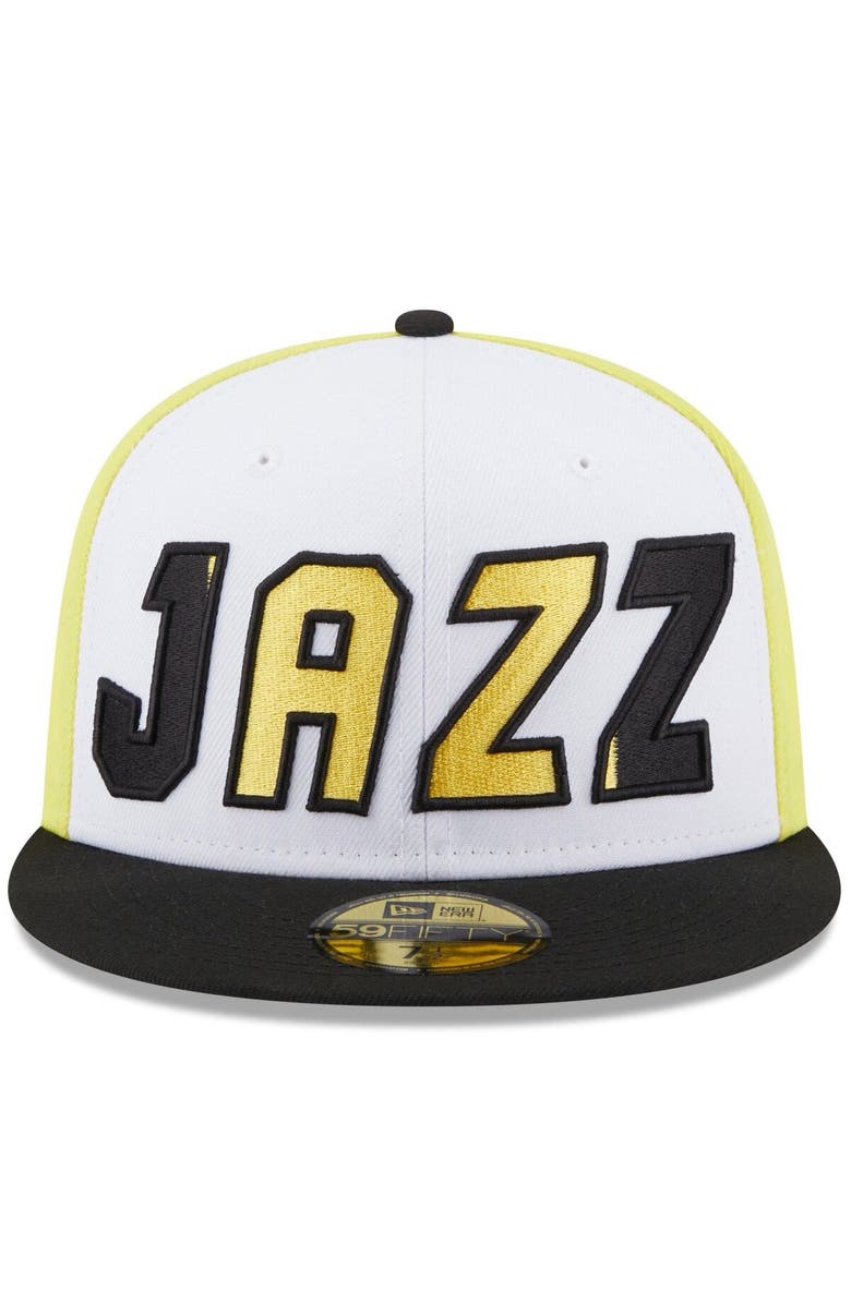 New Era Men's New Era White/Black Utah Jazz Back Half 59FIFTY Fitted Hat, Alternate, color, White