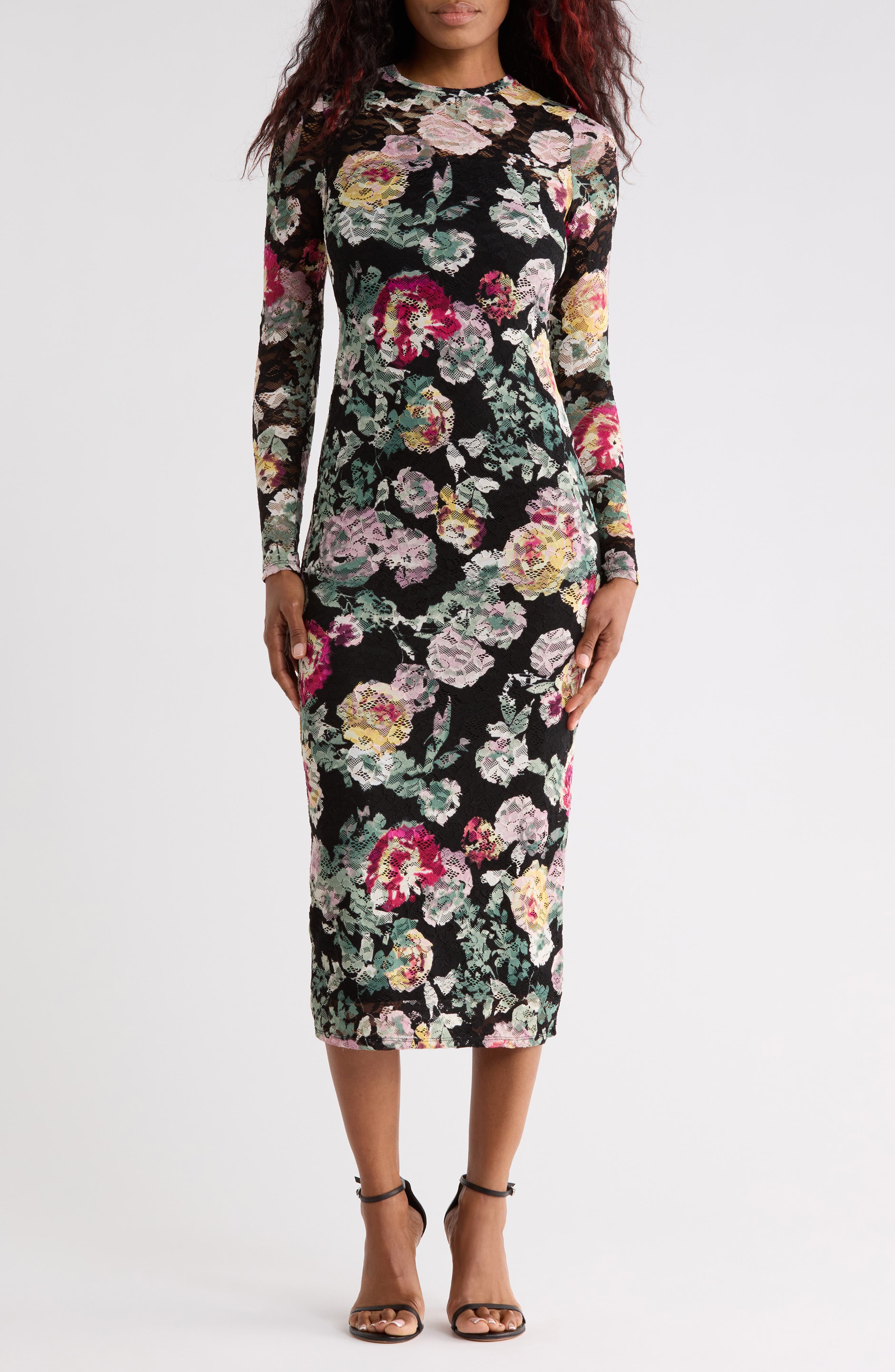 Brandi Lace Long Sleeve Midi Dress