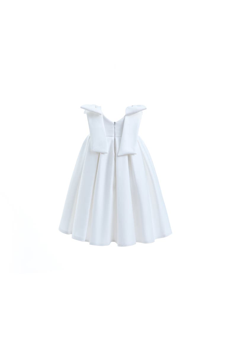 Palermo Satin Bow Pleated Dress, Alternate, color, White