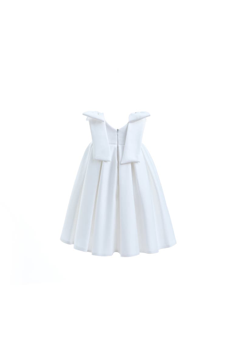 Tulleen Palermo Satin Bow Pleated Dress, Alternate, color, White