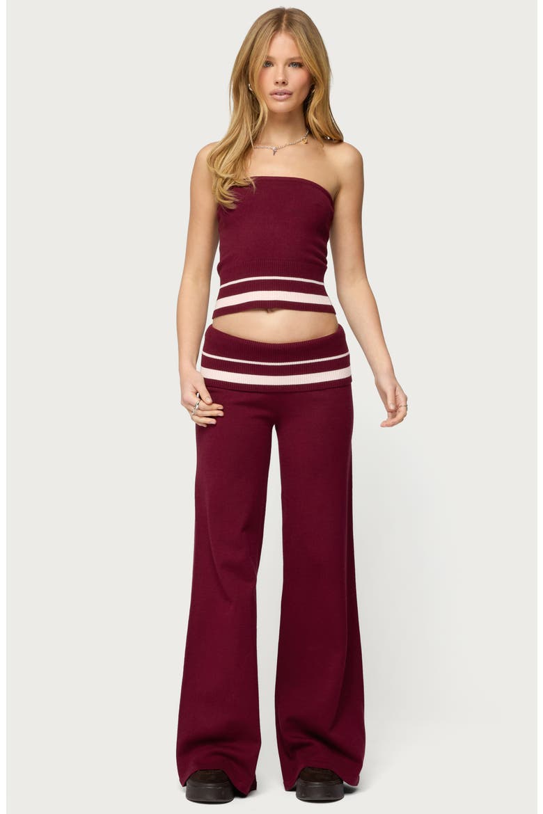 Kailya Stripe Knit Strapless Top, Alternate, color, BURGUNDY