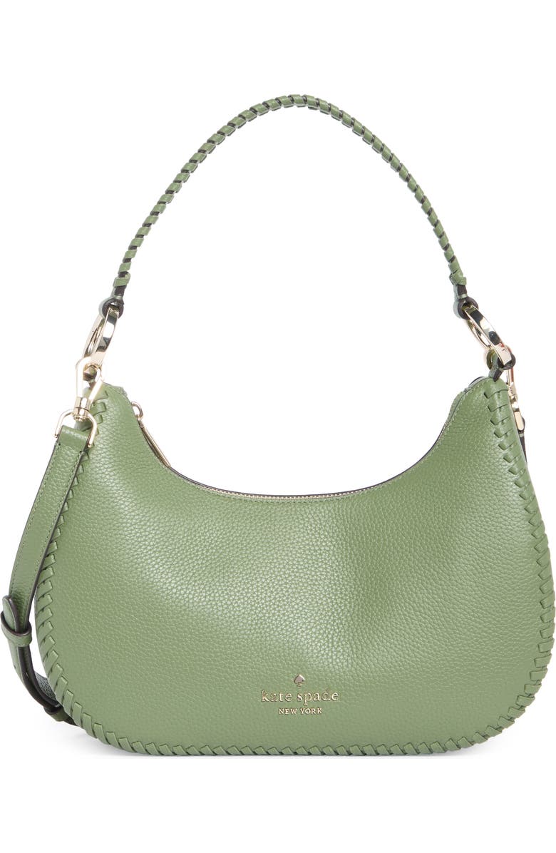 Kate Spade New York leila whipstitch leather shoulder bag, Main, color, Cedar Stand