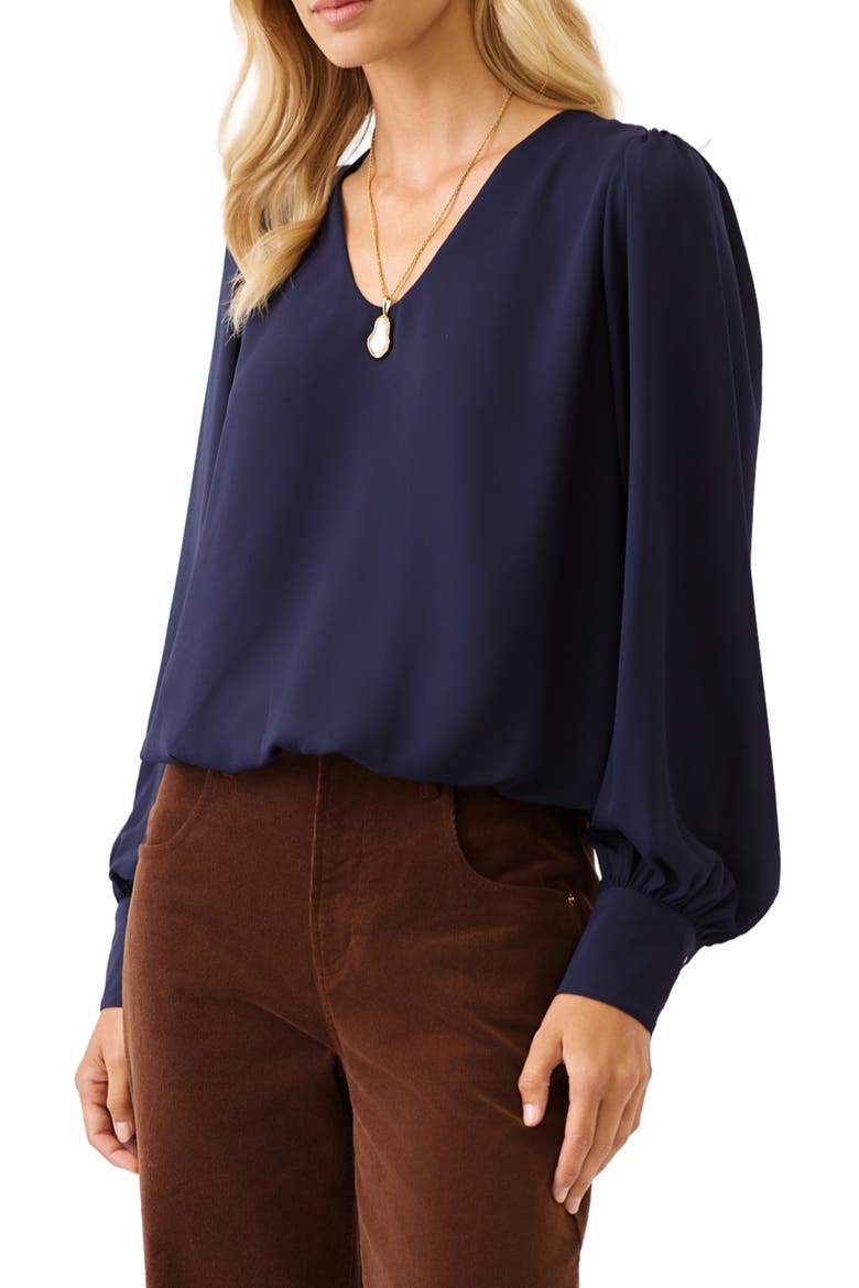 Puff Sleeve Top, Alternate, color, NAVY