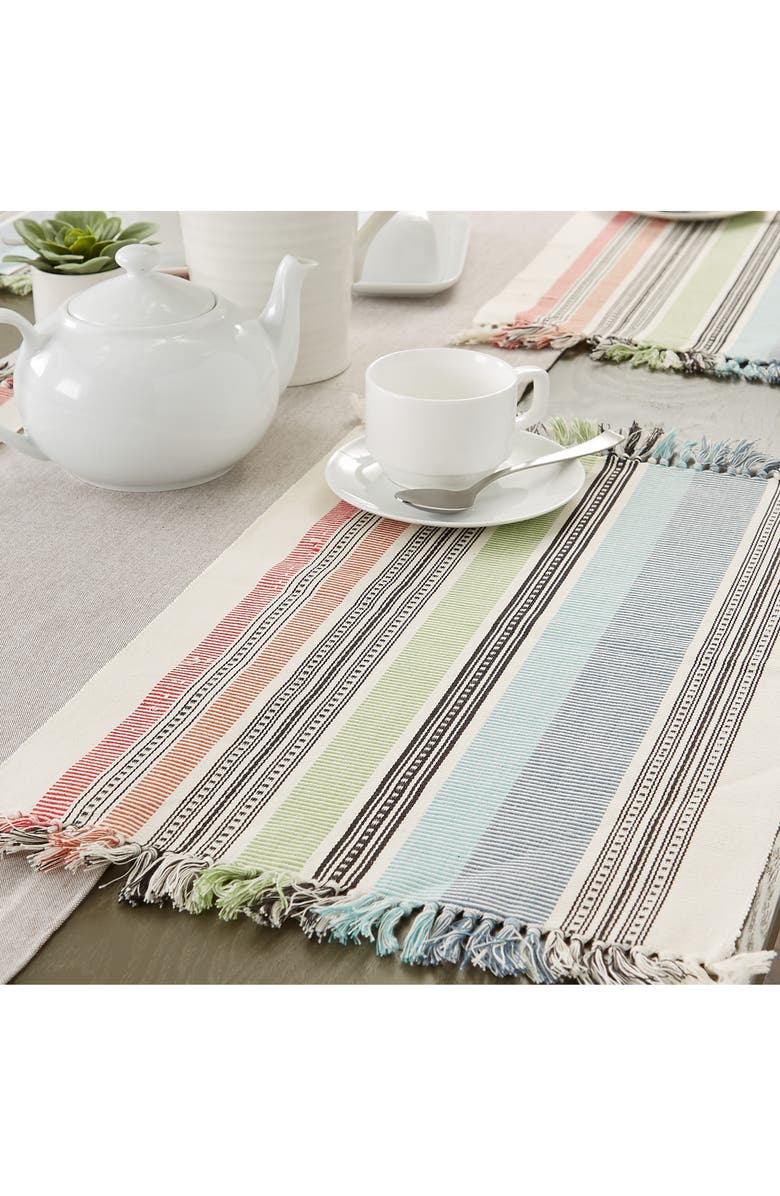Design Imports Stripe Set of 4 Placemats, Alternate, color, Ivory Multi