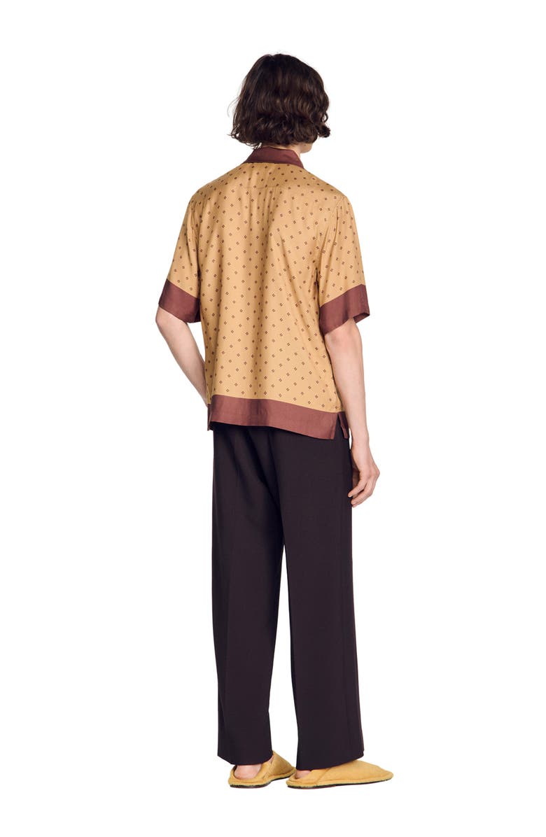 SANDRO Micro cross motif shirt, Alternate, color, Camel