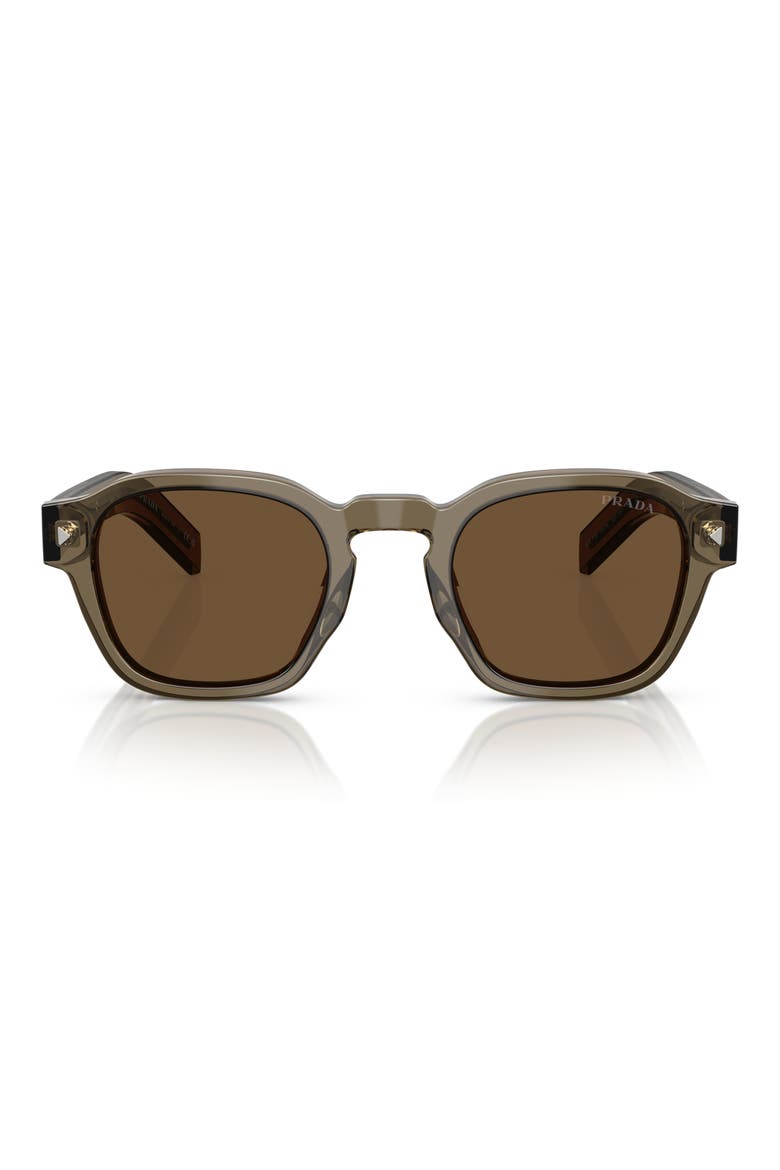 49mm Round Phantos Sunglasses, Main, color, DARK BROWN