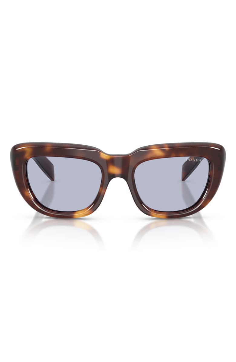 Prada 53mm Rectangular Sunglasses, Main, color, Classic Tortoise / Blue