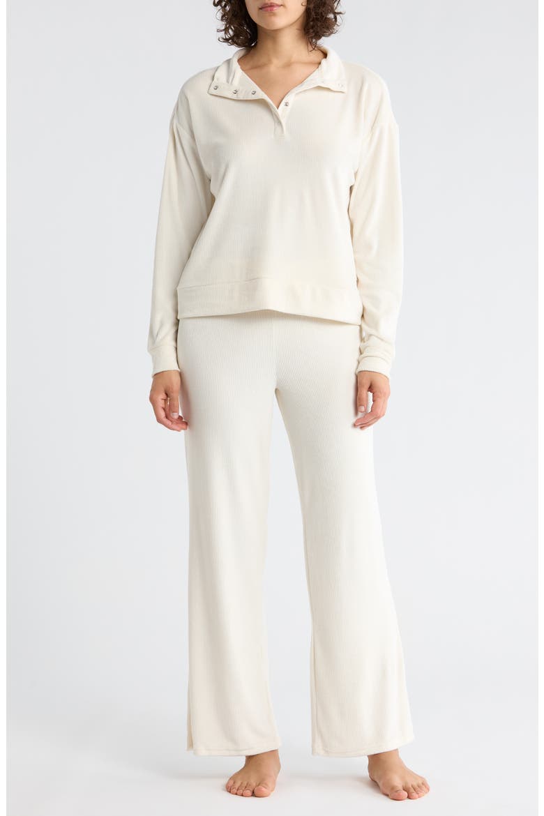 Ribbed Velour Long Pajamas, Main, color, DRY PAMPAS