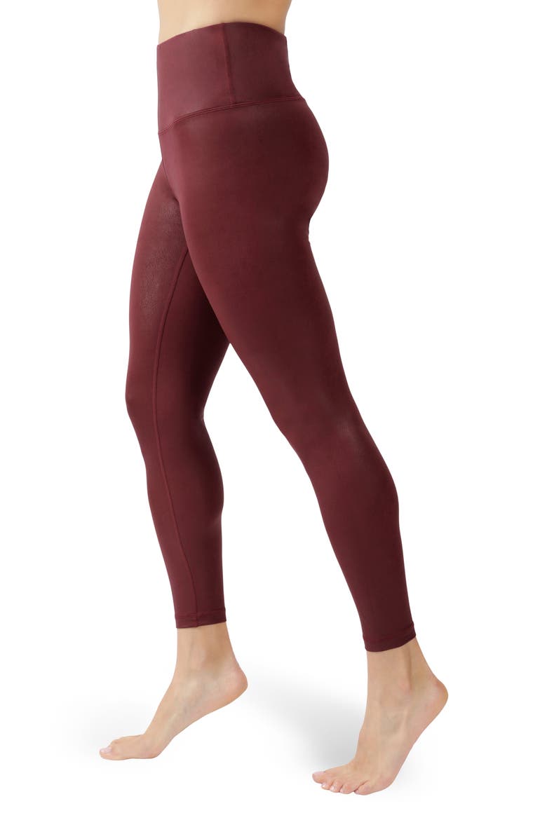 Faux Cracked Leather High Rise Ankle Leggings, Alternate, color, CRACKED MAROONISH