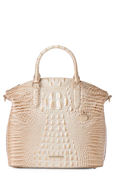 Large Duxbury Croc Embossed Leather Satchel