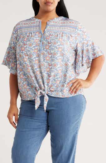 RUBY RD Novelty Tie Front Button-Up Shirt