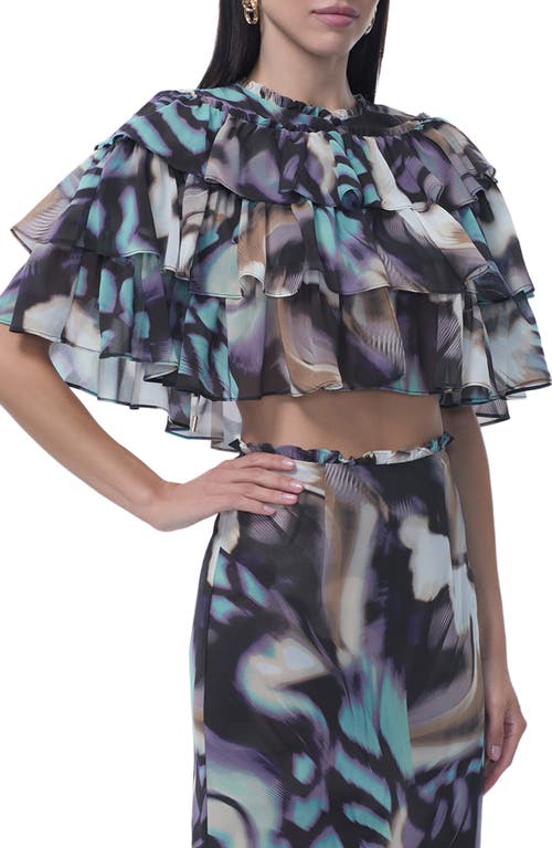 Afrm Manon Abstraxct Print Tiered Crop Top In Multi