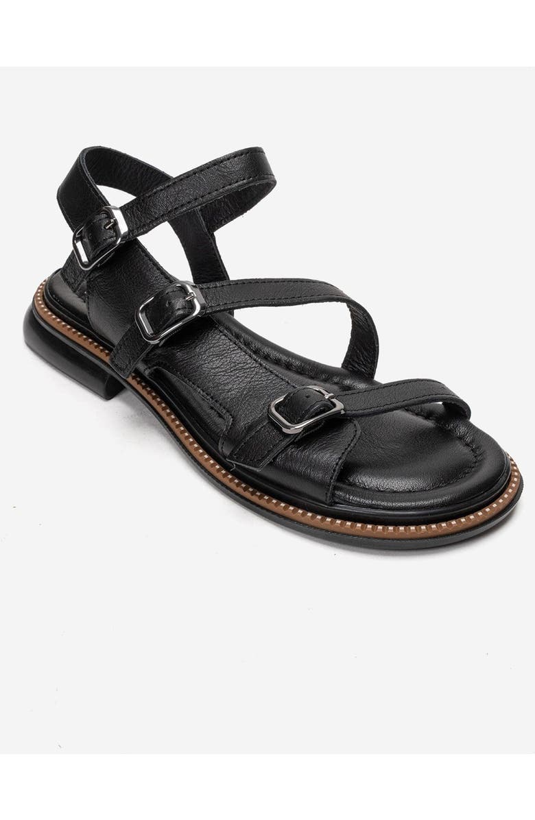 Forever & Always Shoes Morez Leather Sandal, Alternate, color, Black