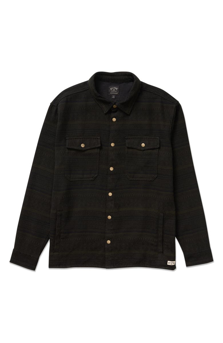 Billabong Lodge Jacquard Snap Front Shirt, Alternate, color, Dark Military