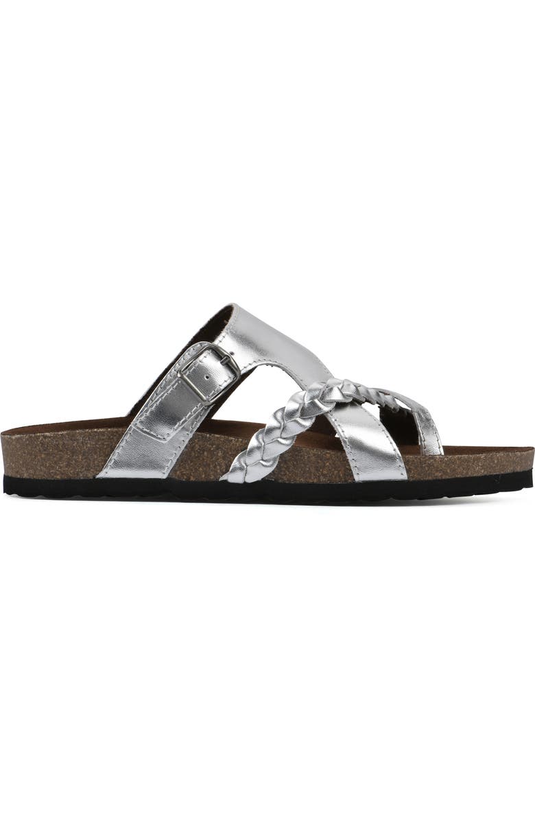 White Mountain Footwear Braided Strappy Slide Sandal, Alternate, color, Silver