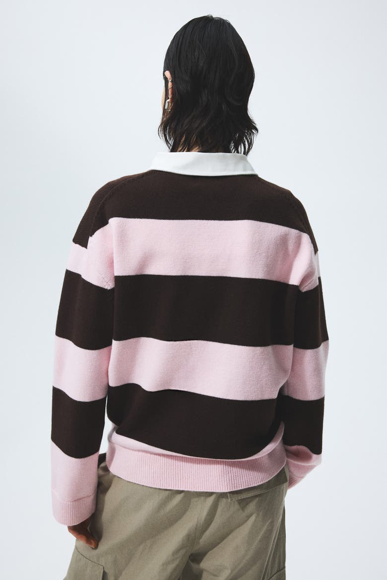 Collared Jumper, Alternate, color, Light pink/dark brown