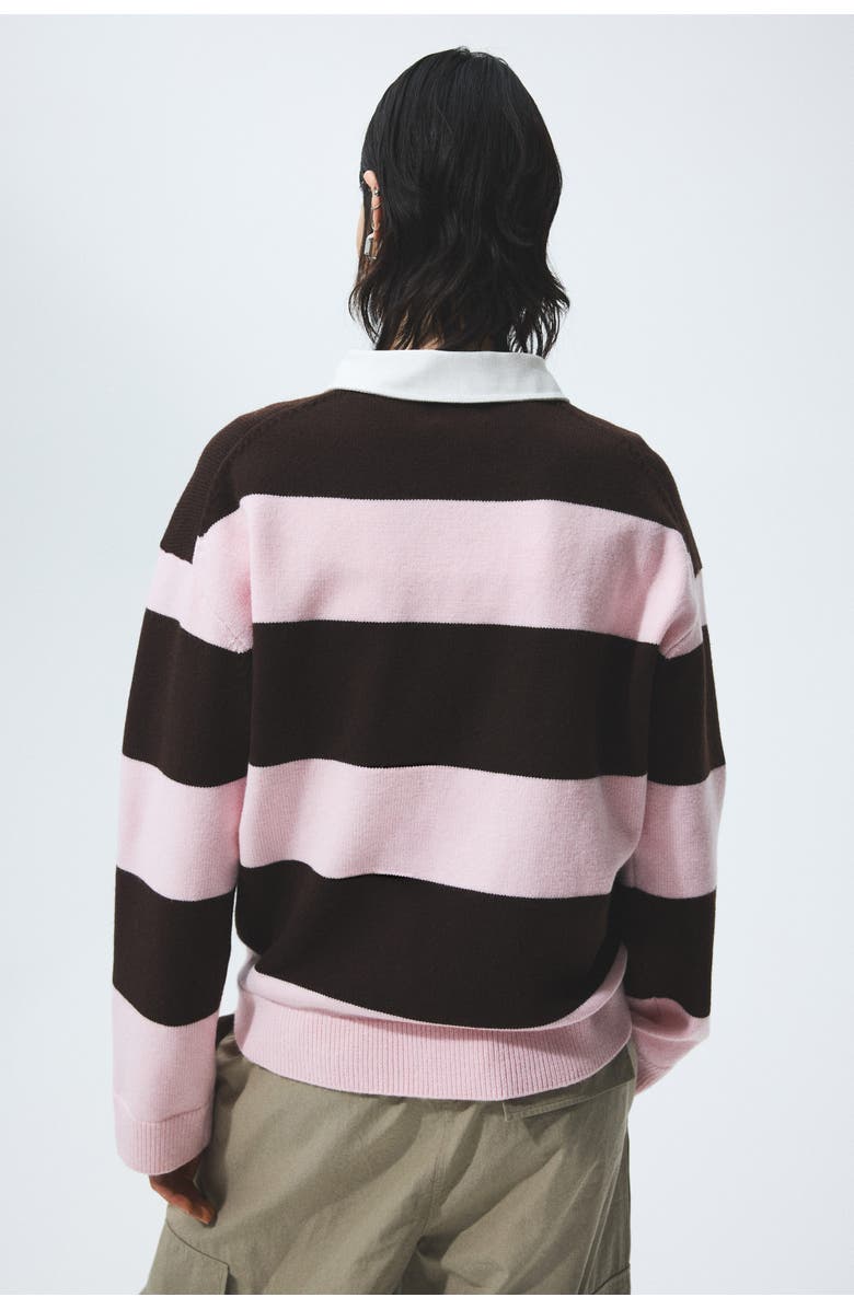 H&M Collared Jumper, Alternate, color, Light Pink/Dark Brown