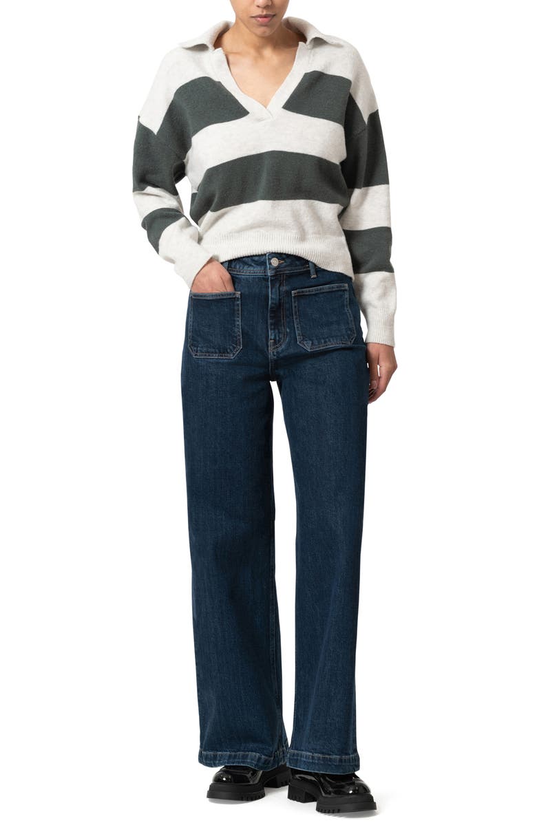 Mavi Jeans Paloma Marine Patch Pocket High Waist Wide Leg Jeans, Alternate, color, Deep Classic Blue