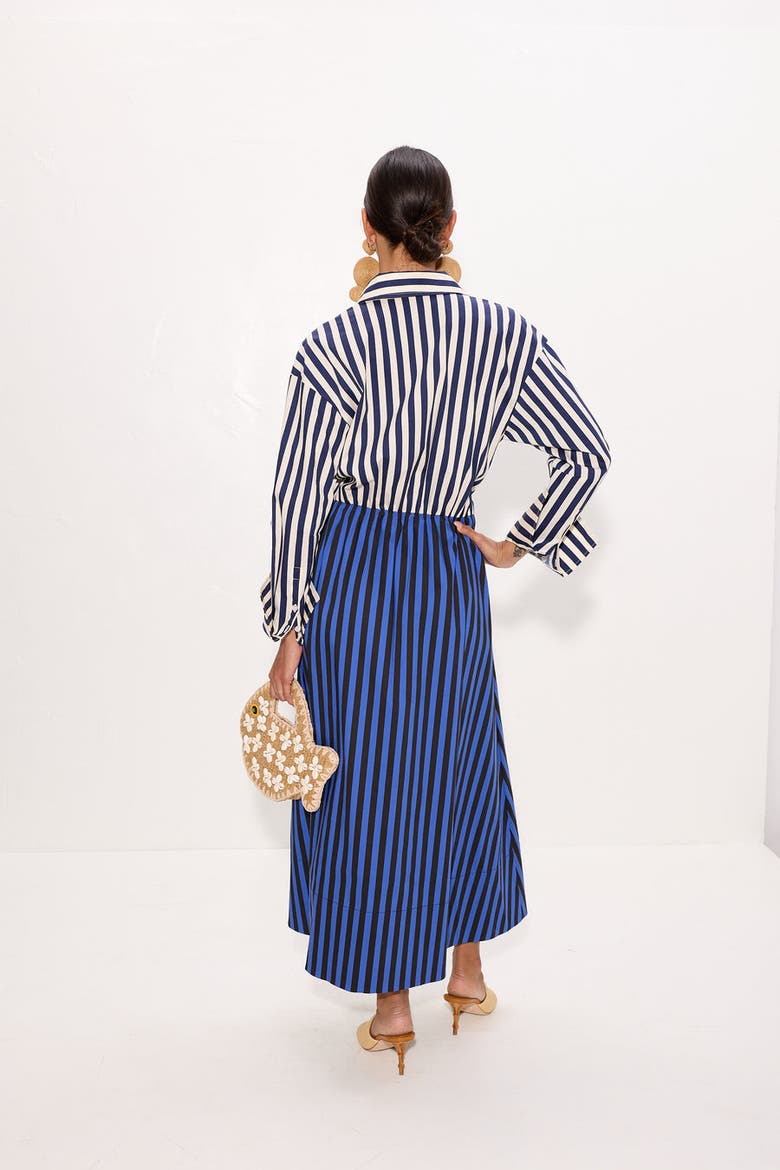 Inna Poplin Maxi Dress, Alternate, color, Cobalt Stripe Combo