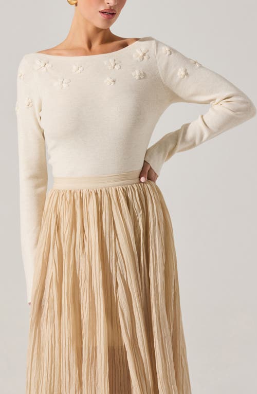 Astr The Label Bluma Floral Embroidery Sweater In White