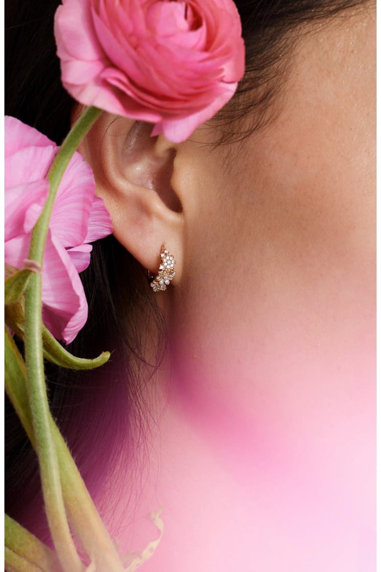 Flora Luxe Huggie Hoop Earrings, Alternate, color, Gold Vermeil