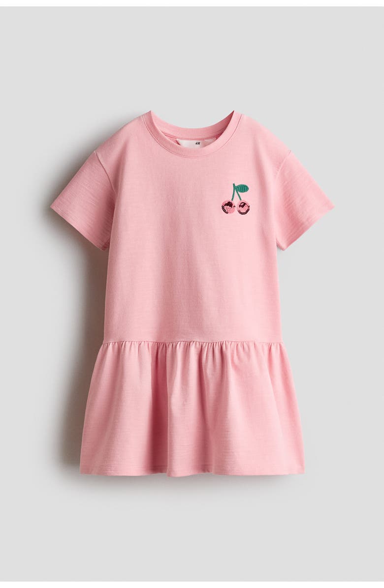 H&M Motif-detail T-shirt Dress, Main, color, Light Pink/Cherries