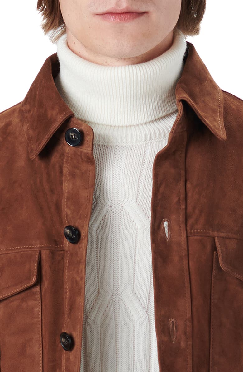 Bugatchi Suede Shirt Jacket, Alternate, color, Tobacco