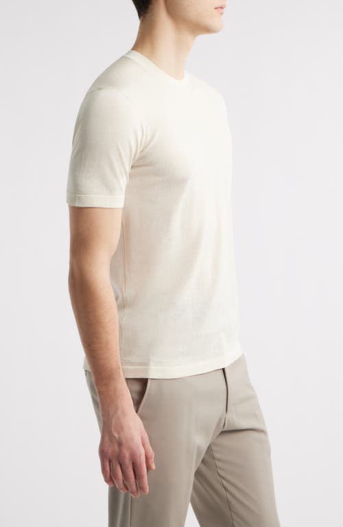 Jack Victor Wellington Heathered Cotton & Silk Crewneck T-shirt In Ecru