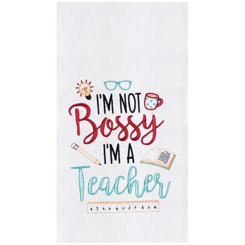 Bossy Teacher Kitchen and Bathroom Embroidered Hand Towel