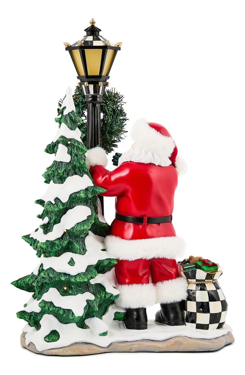 MACKENZIE CHILDS Santa by Lamp Post Illuminated Figurine, Alternate, color, Black