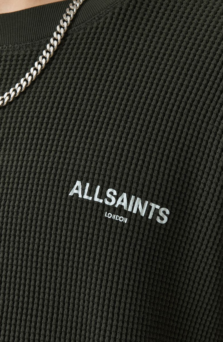 AllSaints Sect Waffle Knit Sweatshirt, Alternate, color, Duffel Green