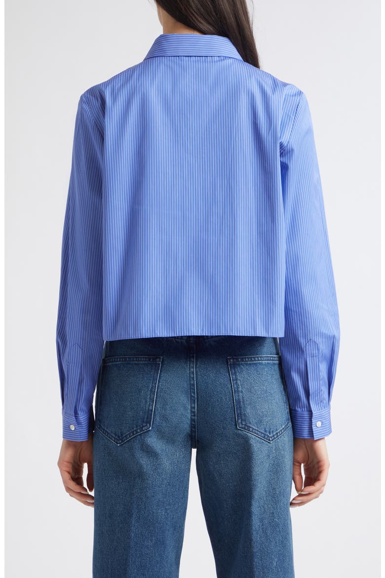 Warren Crop Stripe Bib Cotton Poplin Button-Up Shirt, Alternate, color, CORNFLOWER STRIPE