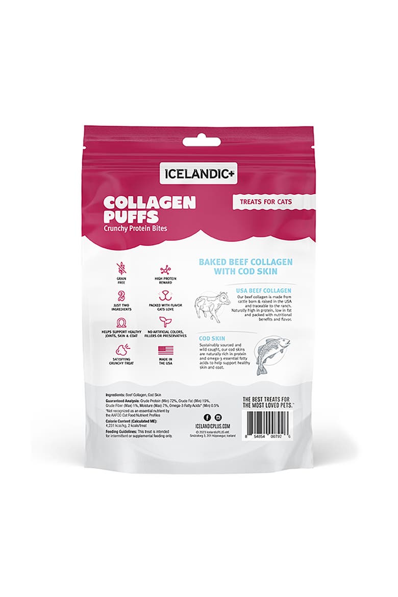 Collagen Puffs Baked Beef Collagen With Cod Skin .5oz Bag, Alternate, color, Multicolored