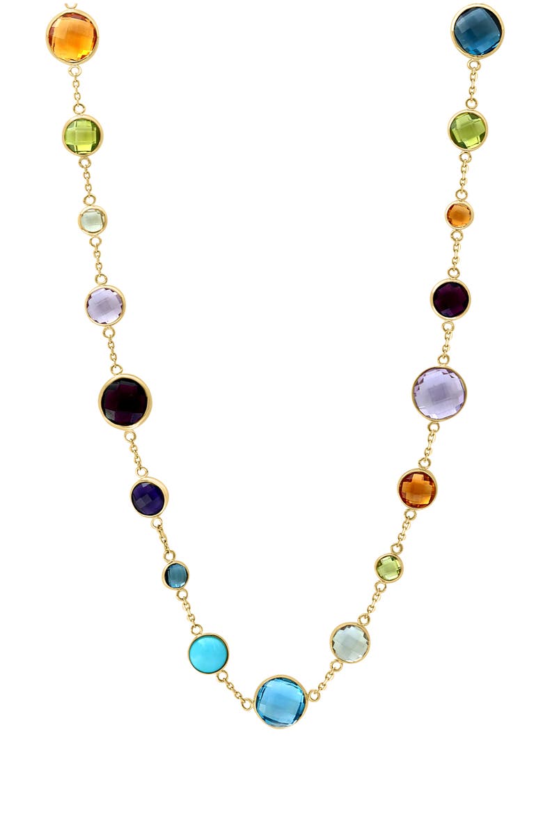EFFY 14K Gold Multicolor Stone Station Necklace, Main, color, 