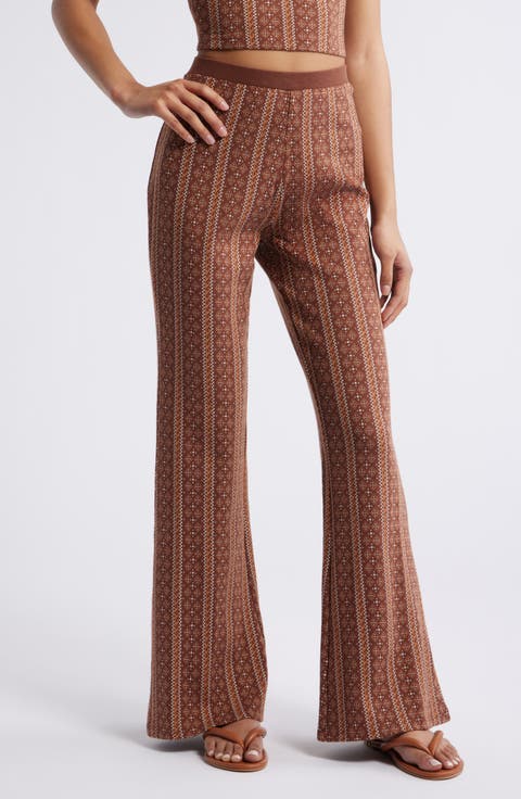 San Carlos Mixed Print Jacquard Flare Pants