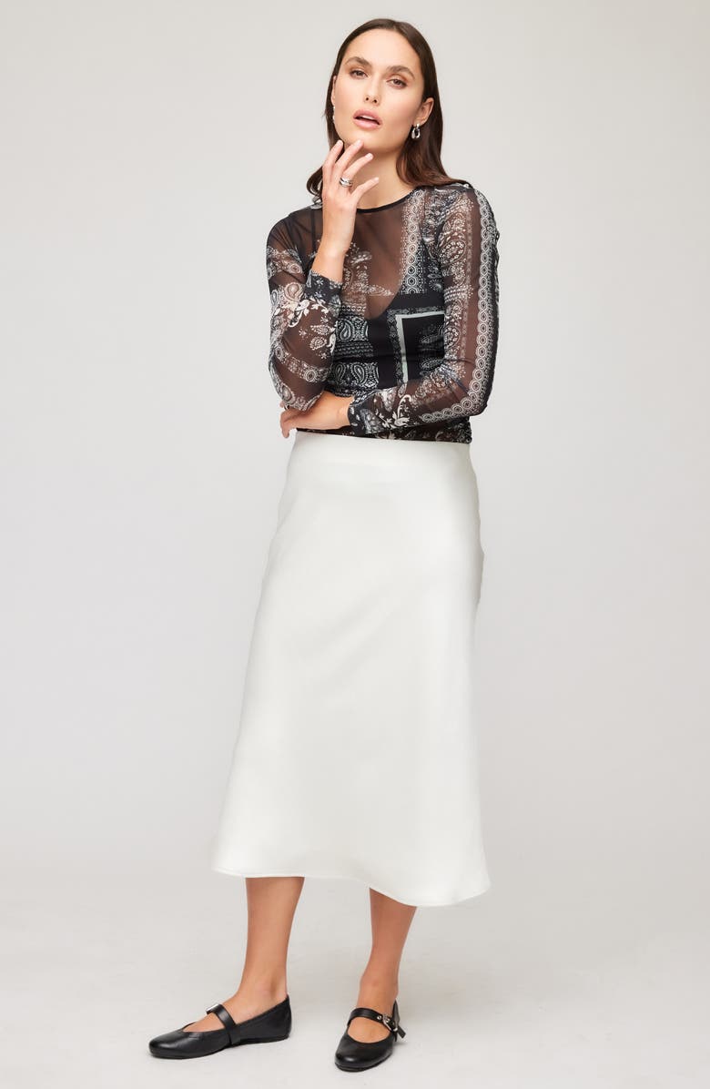 FIFTEEN TWENTY Mia Bias Cut Satin Midi Skirt, Alternate, color,