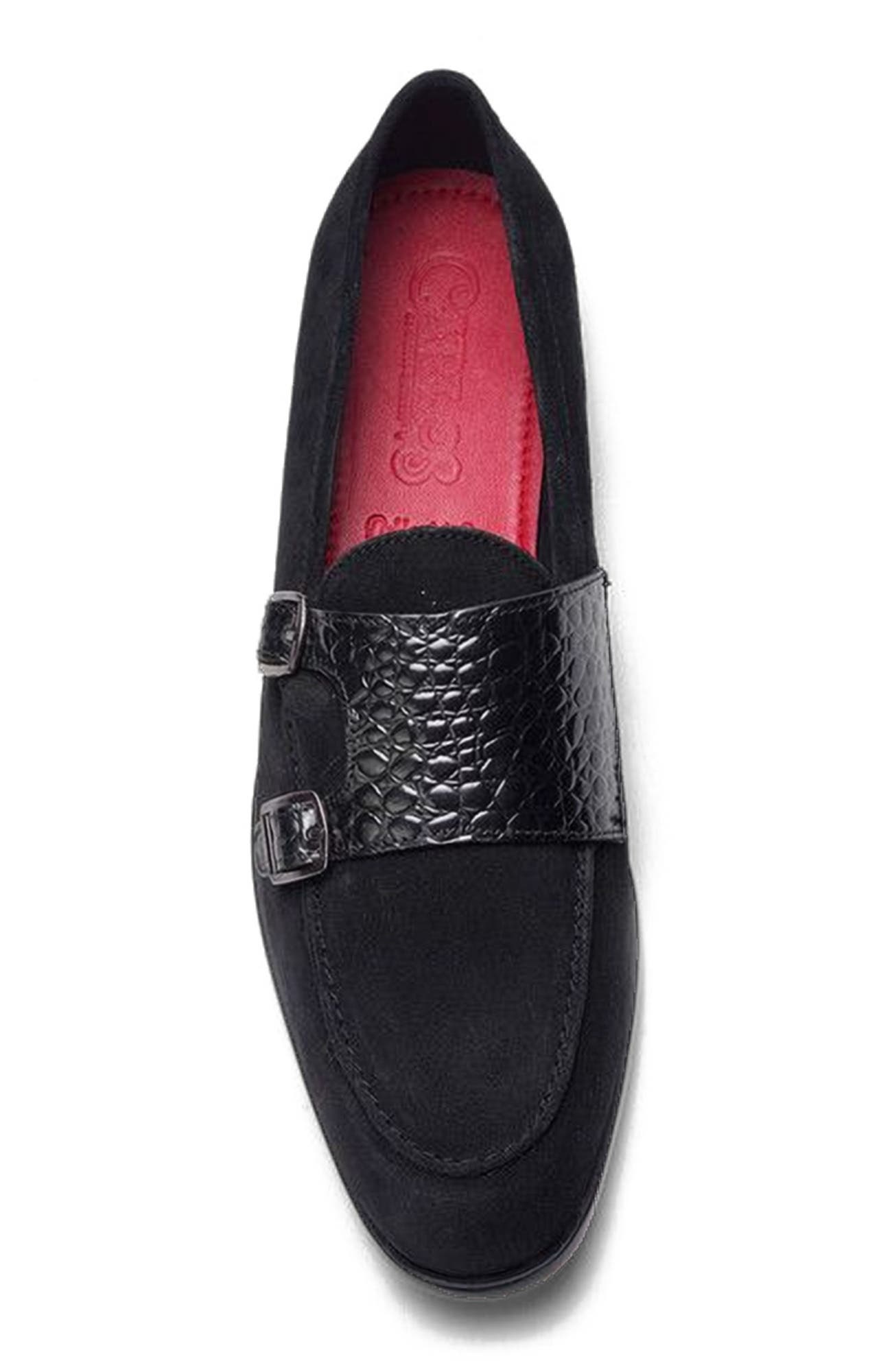 CARLOS SANTANA Virtuoso Double Monk Loafer, Alternate, color, Black Croco Print
