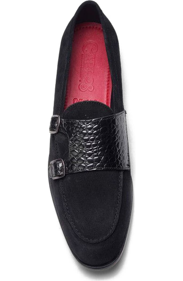 CARLOS SANTANA Virtuoso Double Monk Loafer, Alternate, color, Black Croco Print