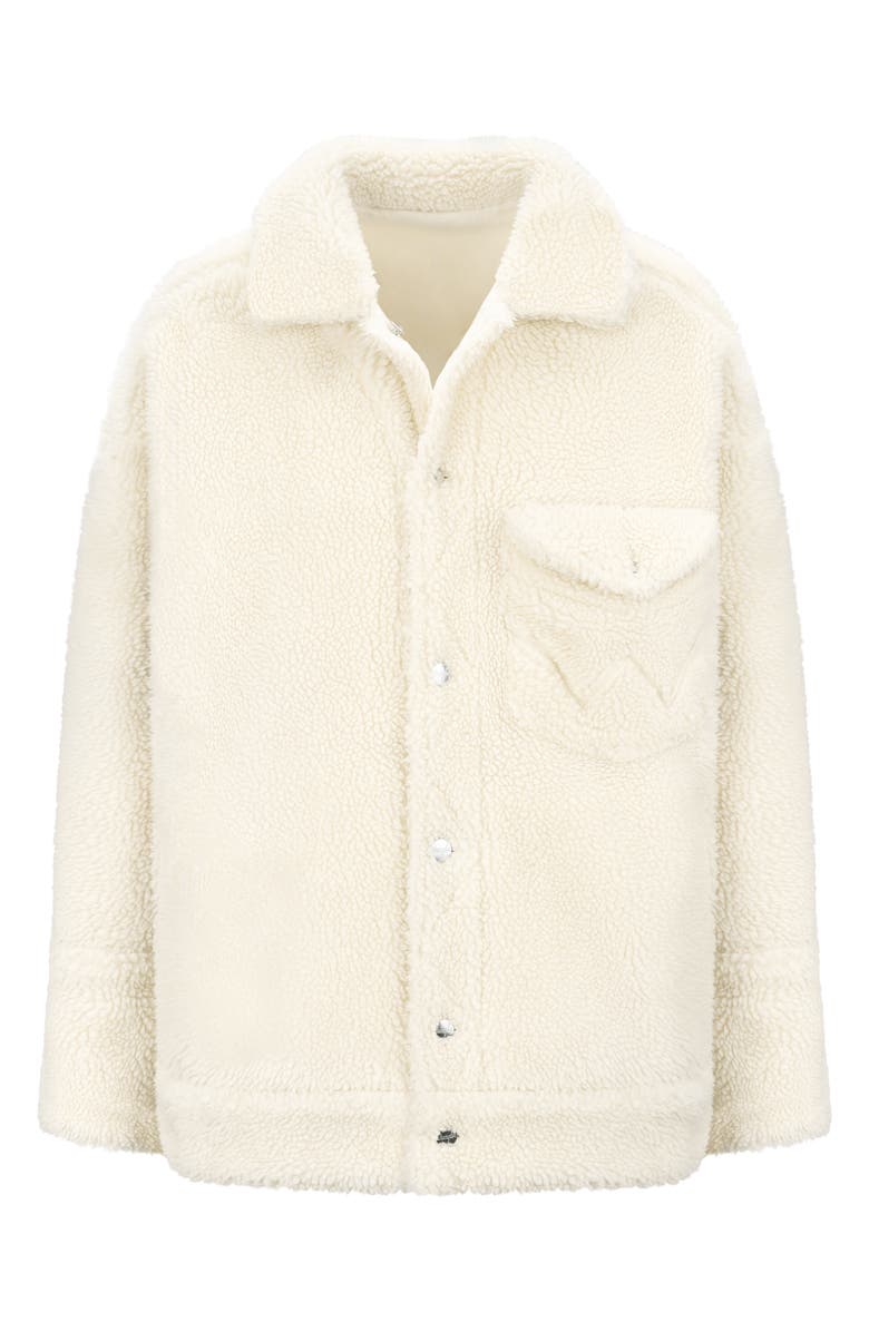 STAUD + Wrangler Faux Shearling & Denim Trucker Jacket, Alternate, color, Cream